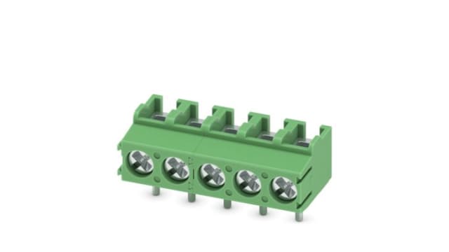 Phoenix Contact PCB Terminal Block, 5-Contact, 5 mm Pitch, Wave Soldering Mount, 1 Row | 1935349