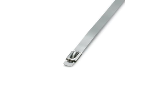 Phoenix Contact Cable Tie, Steel Strip, 380 mm x 7.6 mm, Silver Stainless Steel | 3240727