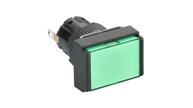 Schneider Electric, XB6E, Panel Mount Green LED Pilot Light, 16mm Cutout, IP65, Rectangular, 24V | XB6EDV3BP