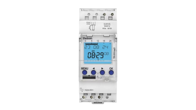 Theben Digital TOP3 DIN Rail Time Switch, 1-Channel 24 V ac | 6104130