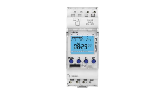 Theben Digital SELEKTA 170 Top3 DIN Rail Time Switch, 1-Channel 24 V ac | 1704130