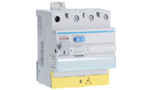 Hager CFC RCD Switch, 63A, 4 Pole, 300mA, Type AC, 230 → 400V | CFC863F