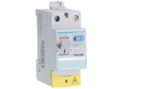 Hager CFC RCD Switch, 40A, 2 Pole, 300mA, Type AC, 230V | CFC742F