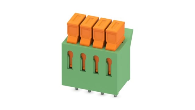 Phoenix Contact PCB Terminal Block, 4-Contact, 3.81mm Pitch, Wave Soldering, 1-Row, PC Terminal Termination | 1706196