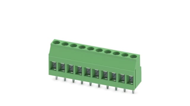 Phoenix Contact PCB Terminal Block, 10-Contact, 5mm Pitch, Wave Soldering, 1-Row, Plug In, Screw Termination | 1712601