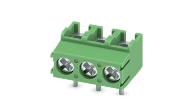 Phoenix Contact PCB Terminal Block, 3-Contact, 5mm Pitch, Wave Soldering, 1-Row, Plug In, Screw Termination | 1935323