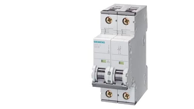 Siemens SENTRON 5SY8 Miniature Circuit Breaker, 2-Pole, 10 A, Type D, 230 V ac AC, 60 V dc DC, 40 kA Breaking Capacity | 5SY8510-8