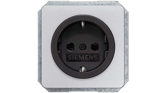 Siemens 5UB14 Silver 1 Gang Plug Socket, 16 A Indoor, Schuko | 5UB1465