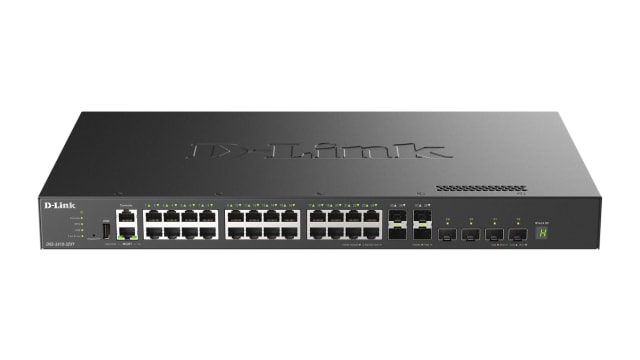 D-Link 10G Layer 3 Stackable Managed Switch 4 x 10G SFP+ ports and 4 x 10/25G SFP28 ports, Managed 32 Port Network | DXS-3410-32XY/E