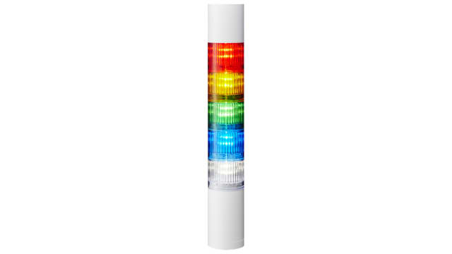 Patlite LR5 Series Amber, Blue, Green, Red, White Buzzer Signal Tower, 5 Lights, 24 V dc, Direct Mount | LR5-502WEBW-RYGBC