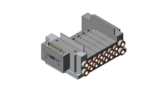 SMC SY series 10 station Pneumatic Control Valve Manifold for use with Valve, SS5Y5-10F1-10B-C8-NA | SS5Y5-10F1-10B-C8-NA