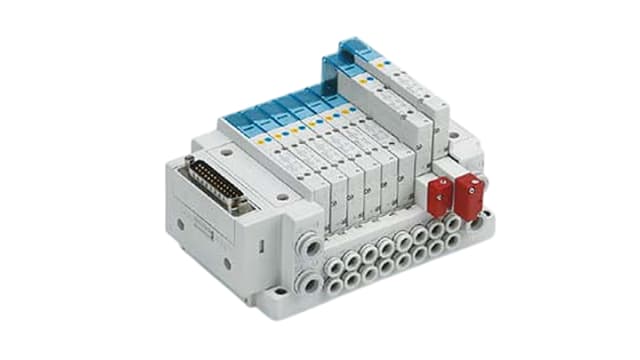 SMC SY3000 series 4 station Pneumatic Control Valve Manifold for use with Valve, SS5Y3-10F1-04B-C6-NA | SS5Y3-10F1-04B-C6-NA
