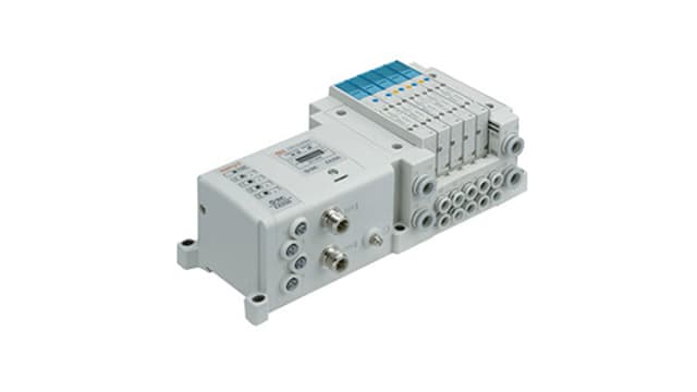 SMC SY3000 series 4 station Pneumatic Control Valve Manifold for use with Valve, SS5Y3-10S0-04B-C6-NA | SS5Y3-10S0-04B-C6-NA