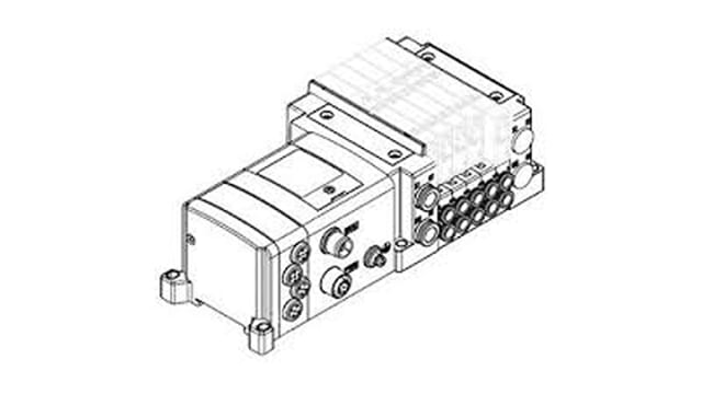 SMC SY3000 series 12 station Pneumatic Control Valve Manifold for use with Valve, SS5Y3-10S0-12B-C4-NA | SS5Y3-10S0-12B-C4-NA