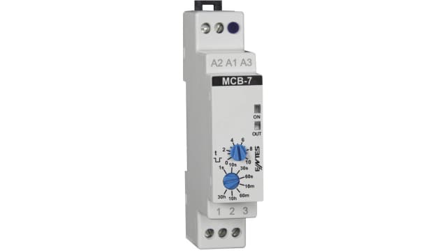 ENTES MCB Series DIN Rail Mount Timer Relay, 12 → 240V ac, 1-Contact, 0.1 sec → 30 hrs, SPDT | MCB-7