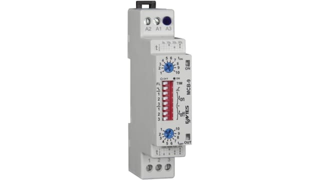 ENTES MCB Series DIN Rail Mount Timer Relay, 12 → 240V ac, 1-Contact, 0.5 sec → 30 hrs, SPDT | MCB-9