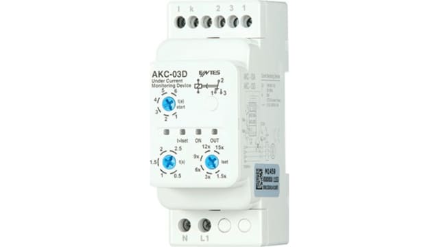 ENTES Current Monitoring Relay, 1 Phase, SPDT, DIN Rail | AKC-03D