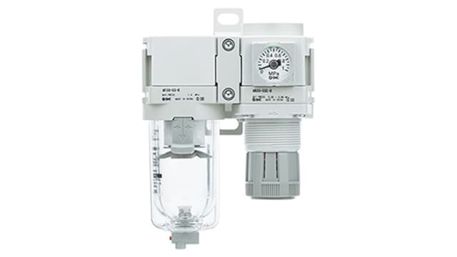 SMC 3/8 in Filter/Regulator/Lubricator Assembly, Automatic Drain, 5 μm Filtration Size - Yes, AC30B-F03-D | AC30B-F03-D