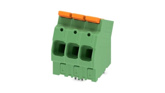 Phoenix Contact PCB Terminal Block, 3-Contact, 10mm Pitch, Wave Soldering, 1-Row, Push In Termination | 1333818