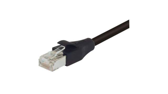 L-Com TRD, 7 ft Cat5e Cat5E Cable, Black Polyvinyl Chloride Sheath, Shielded | TRD855SCRBLK-7