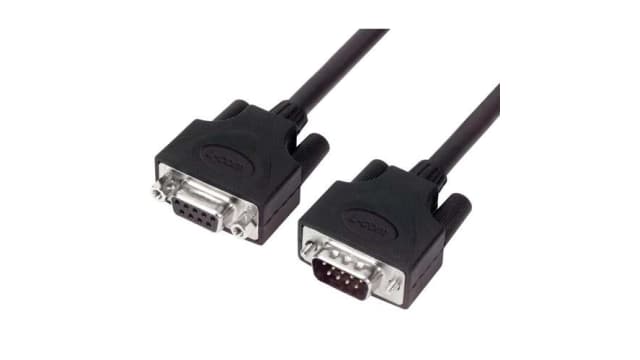 L-Com Male DB9 to Female DB9 Serial Cable, 5ft PVC, CSM Series | CSMUZ9MF-5