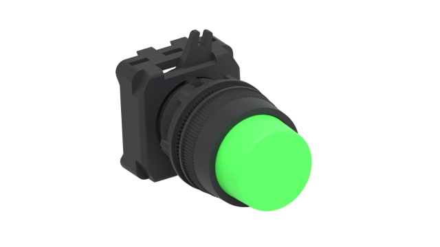 TE Connectivity Alcoswitch Series Push Button Switch, Momentary, Panel, 22.5 mm Cutout, 1 NO/1 NC, Green, Blue, Red, | IPE22EXGR