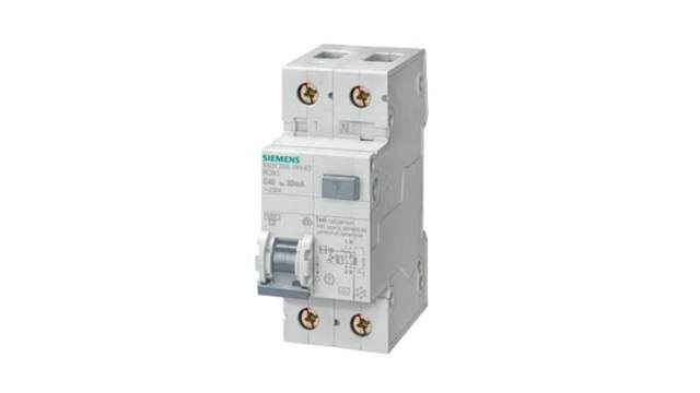 Siemens Residual Current Circuit Breaker with Overload Protection, 40 A Current Rating, 2-Pole, 30 mA Trip Sensitivity, | 5SU1356-7KK40