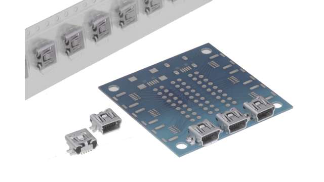 Hirose Right Angle, Surface Female- 1 Port Type Mini USB Type B USB Connector USB 2.0 | UX60SC-MB-5S8