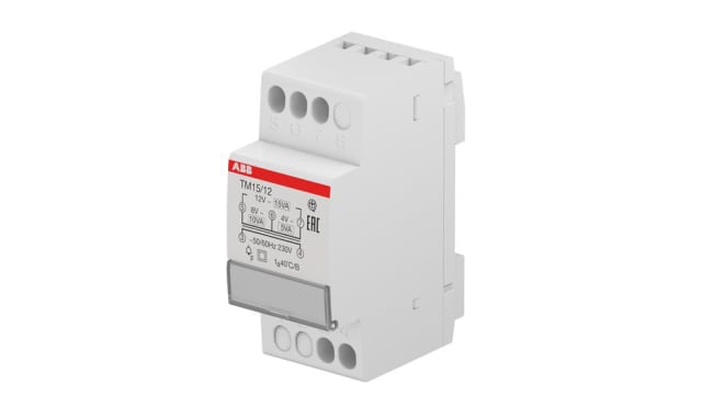 ABB 15W Bell Transformer, CE, 230V Primary, 4 → 12V ac Secondary | 2CSM228735R0802  TM15/12