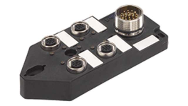 Brad from Molex 120248 Series Sensor Box, M12, 5m cable, 4 way, 4 port | 1202480004