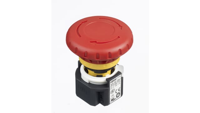 Idec XA Series Twist Release Emergency Stop Push Button, Panel Mount, 16mm Cutout, 2NC, IP65 | XA1E-BV402R
