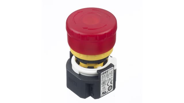 Idec XA Series Twist Release Illuminated Emergency Stop Push Button, Panel Mount, 16mm Cutout, 2NC, IP65 | XA1E-LV302Q4R