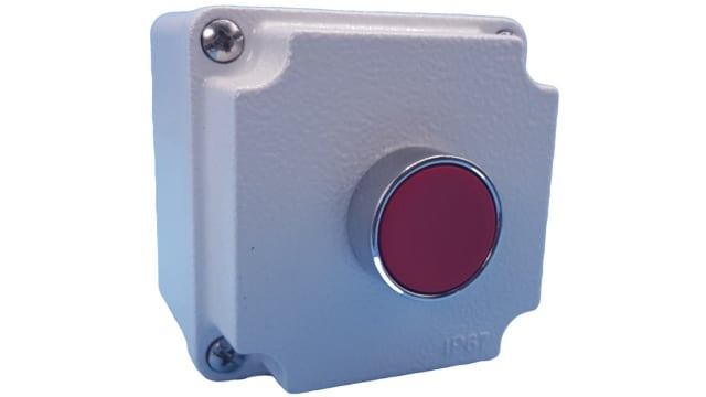 Lovato Push Button Control Station - NC, Aluminium, 1 Cutouts, Red, IP66, IP67 | LPZM1B802