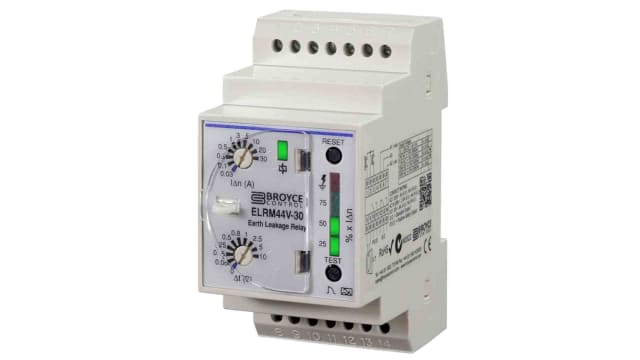 Broyce Control Earth Leakage Relay, 50 to 400 Hz Frequency, 30A Leakage, SPDT, SPNO Output | ELRM44V-30 12-125V DC
