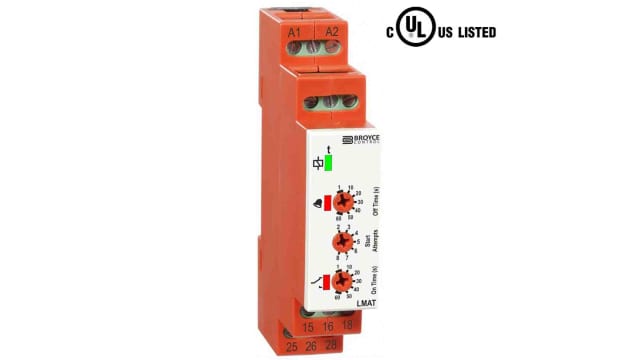 Broyce Control LMAT Series DIN Rail Mount Timer Relay, 12 → 48V ac/dc, 1-Contact, 1 → 60s, 1-Function, | LMAT 12-48V AC/DC