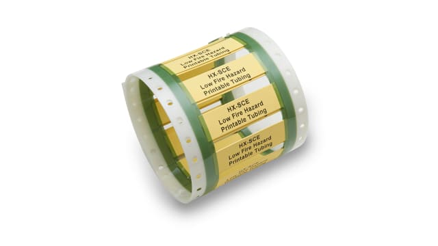 TE Connectivity Yellow White Print Heat Shrink Labels, 50 mm Width, 1000 Per Pack Qty, 50 mm | E66448-000