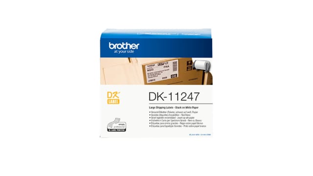 Brother White Black Print Label Roll, 164.3 mm Width, 180 Per Roll Qty, 103.6 mm | DK11247