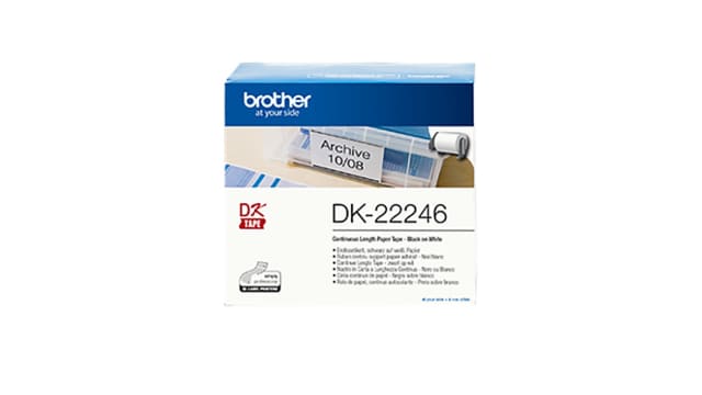 Brother White Black Print Label Roll, 103 mm Width, 180 Per Roll Qty | DK22246