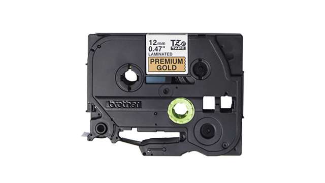 Brother Black on Gold Label Printer Tape, 8 m Length, 12 mm Width | TZEPR831