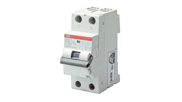 ABB Residual Current Circuit Breaker with Overload Protection, 10 A Current Rating, 1-Pole, 30 mA Trip Sensitivity, Type | 2CSR245041R1104