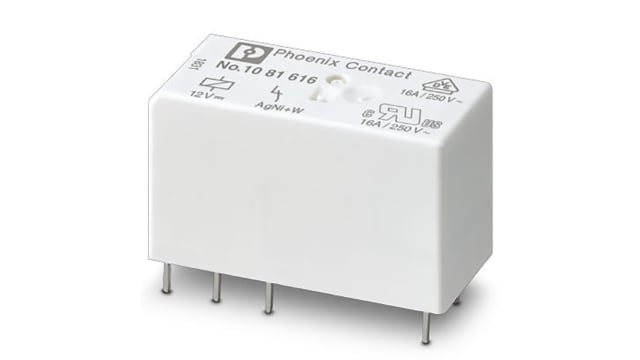 Phoenix Contact PCB Mount Power Relay, 12V dc Coil, 16A Switching Current, SPST | 1081616