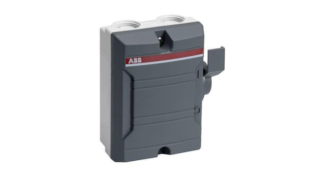 ABB 2P Pole Isolator Switch - 25A Maximum Current, 7.5kW Power Rating, IP54, IP65 | 2CMA142400R1000