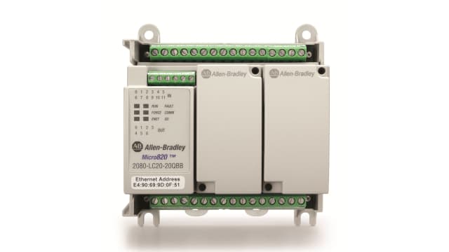Allen Bradley Bulletin 2080 Series Logic Controller for Use with Micro 820 Series, Relay Output, 12-Input, Digital Input | 2080-LC20-20QWBR