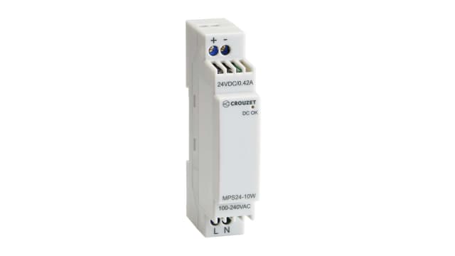 Crouzet Switched Mode DIN Rail Power Supply, 100V ac ac Input, 24V dc, 420mA Output | 89451001
