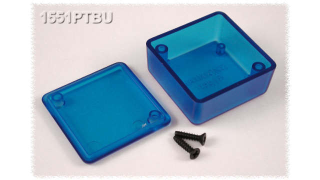 Hammond 1551 Series Translucent Blue Blue Lid ABS Enclosure, IP54 Flanged 20 mm, 40 mm, 40 mm | 1551PTBU