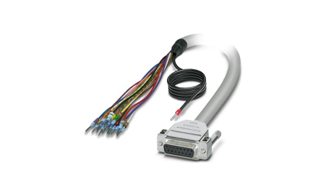 Phoenix Contact Female 15 Pin D-sub Unterminated Cable, 3m PVC, 0M, 25/S/3, CABLE-D-15SUB/F/OE/0 Series | 2926124