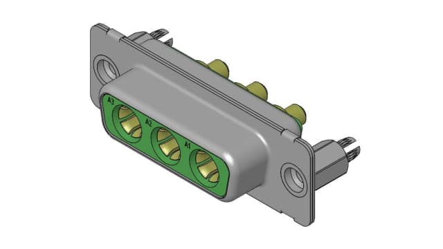 FCT from Molex 173107 3 Way Straight PCB D-Sub Connector Female 6.86 mm Pitch, with 4 to 40 Screw Lock | FM3W3S-1410 / 1731071940
