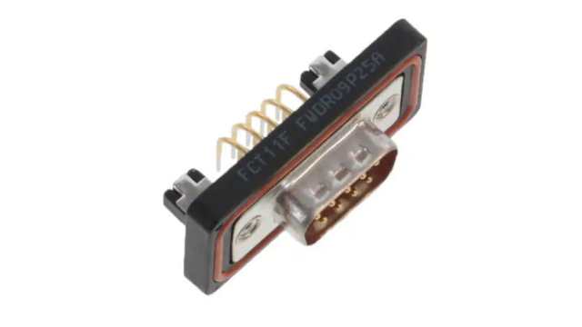 FCT from Molex 172704 9 Way Right Angle 2.84 mm Pitch Through Hole D-Sub Connector, with 4 to 40 Screw Lock Male | FWDR09P25A / 1727040058