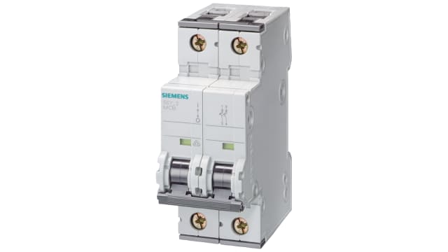 Siemens SENTRON 5SY8 Miniature Circuit Breaker, 2-Pole, 16 A, Type C, 400 V ac AC, 72 V DC, 5 kA Breaking Capacity | 5SY8216-7