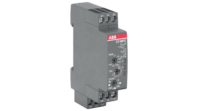 ABB CT-C Series DIN Rail, Snap-On Timer Relay, 12 - 240V ac, 2-Contact, 0.05 s - 100h, SPDT | 1SVR508020R1100  CT-MFC.21